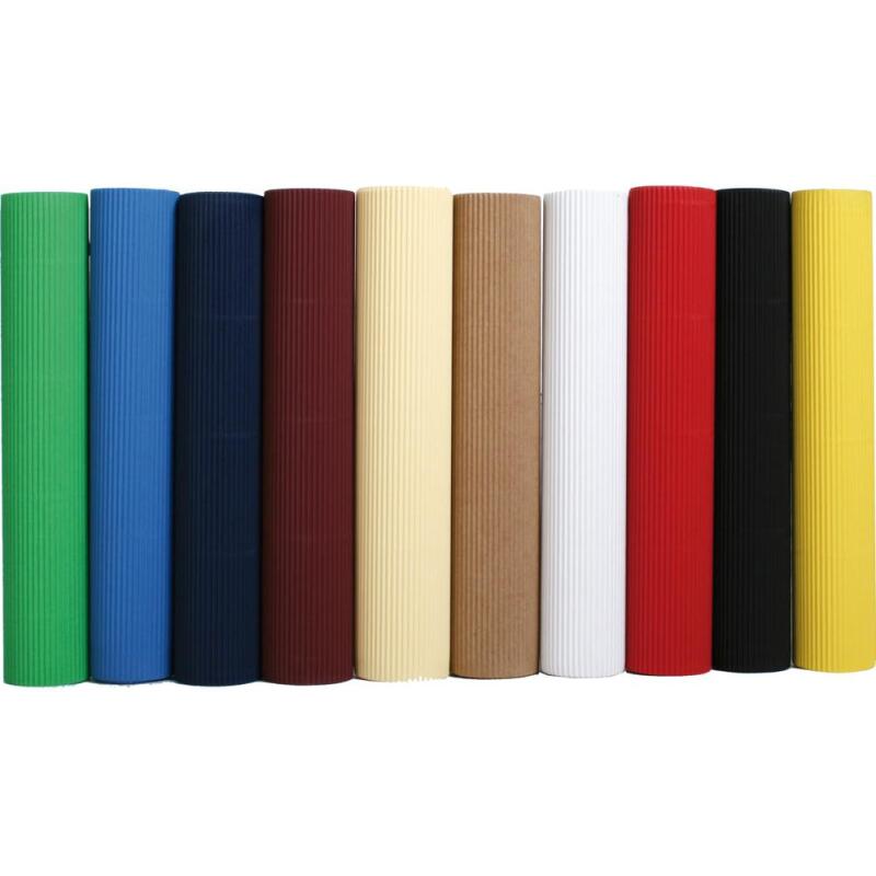 CARTON ONDULÉ, 20 rouleaux moyenne cannelure 300g/m2 au format 50x70cm (en présentoir) - Assortiment
