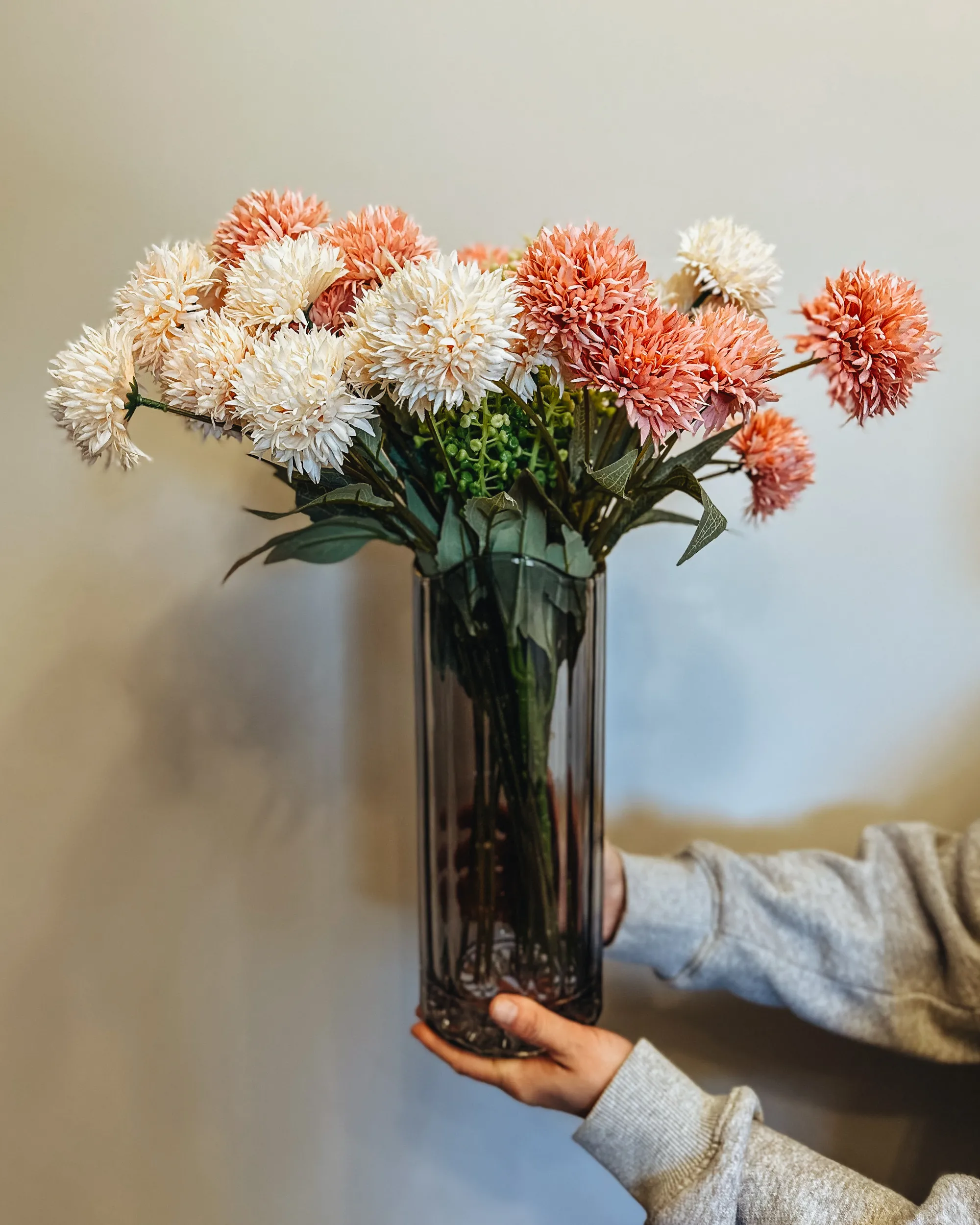 Bloemenvaas PERDIKI Glas 30 cm Grijs