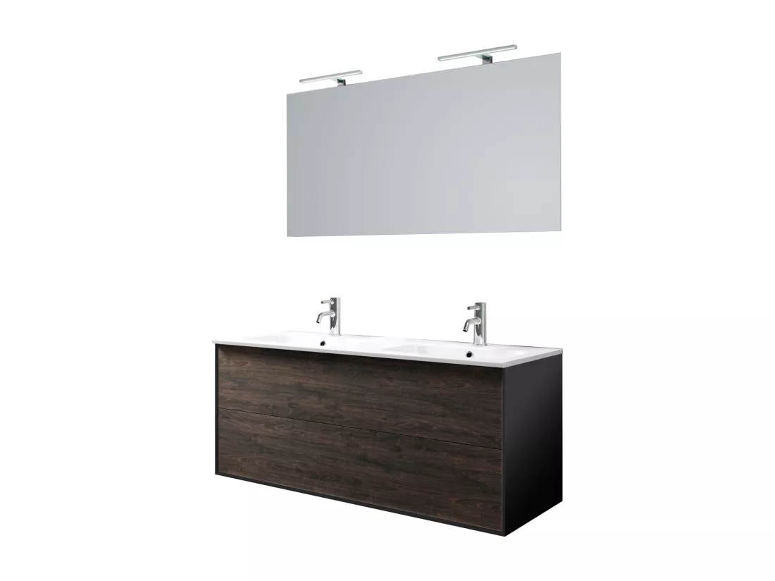 Ensemble de salle de bain double vasque 5 pièces IGEA brun foncé