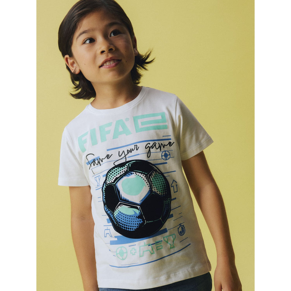 Køb Name It Bright White Adian Fifa E T-Shirt