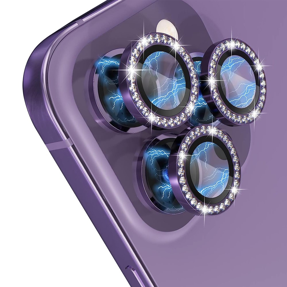 iPhone 14 Pro / iPhone 14 Pro Max Kameraschutz Objektiv Ring Protector Glitzer Abdeckung - Lila