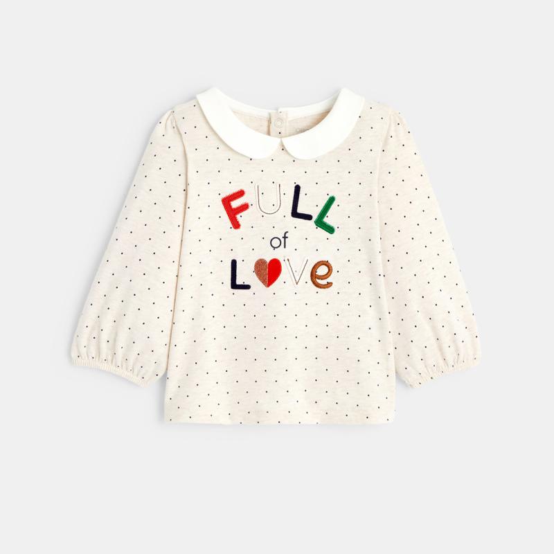 T-shirt brodé à pois bébé fille Gris ou noir