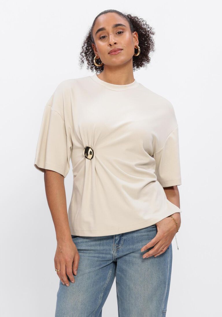 beige second female t-shirt enora brooch tee