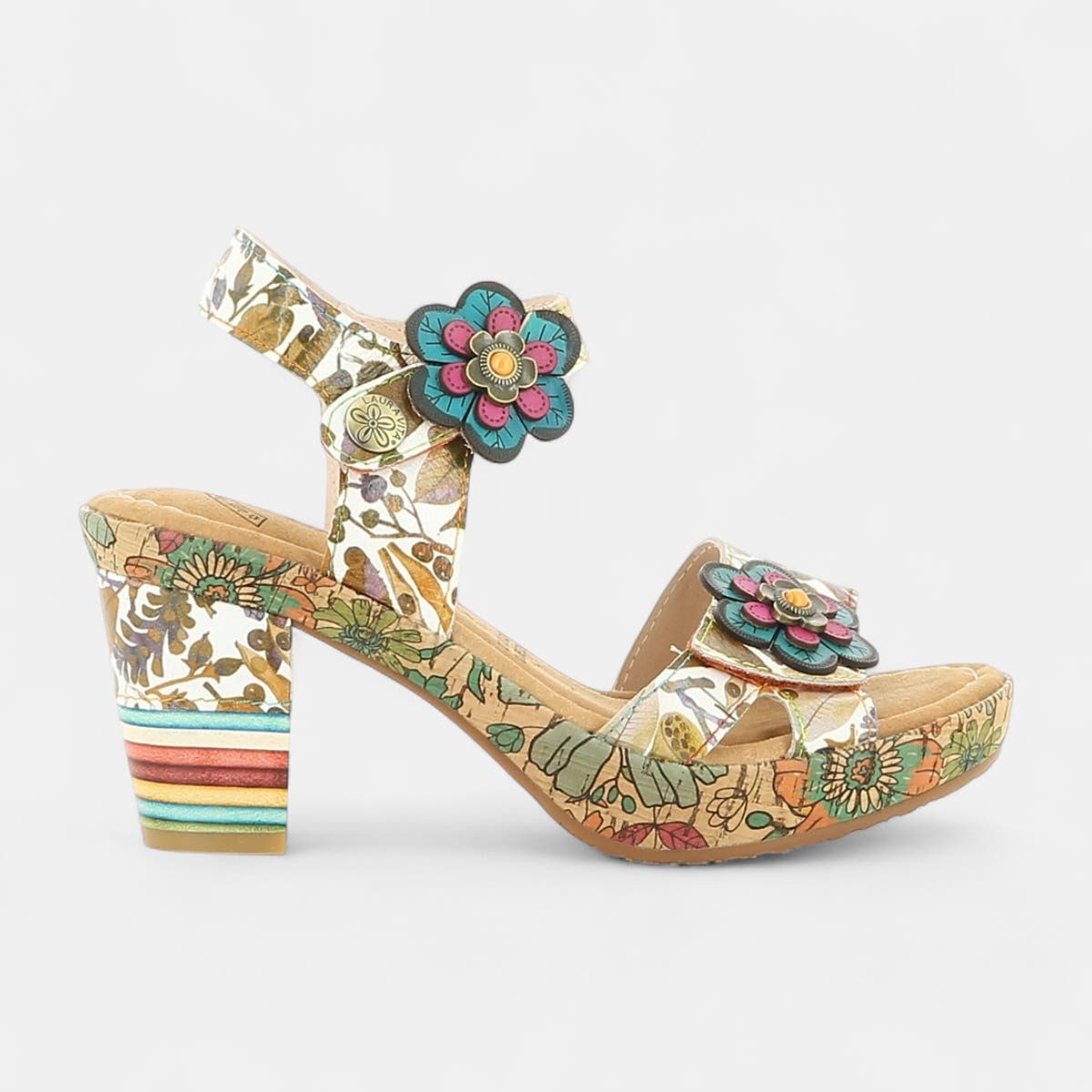 Nu-pieds à talon Femme en cuir camel