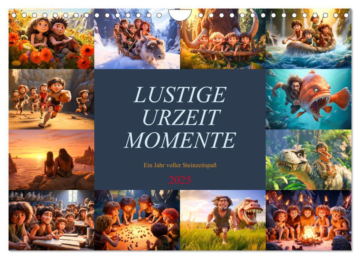 Lustige Urzeit Momente - Ein Jahr voller Steinzeitspaß (Wandkalender 2025 DIN A4 quer), CALVENDO Monatskalender