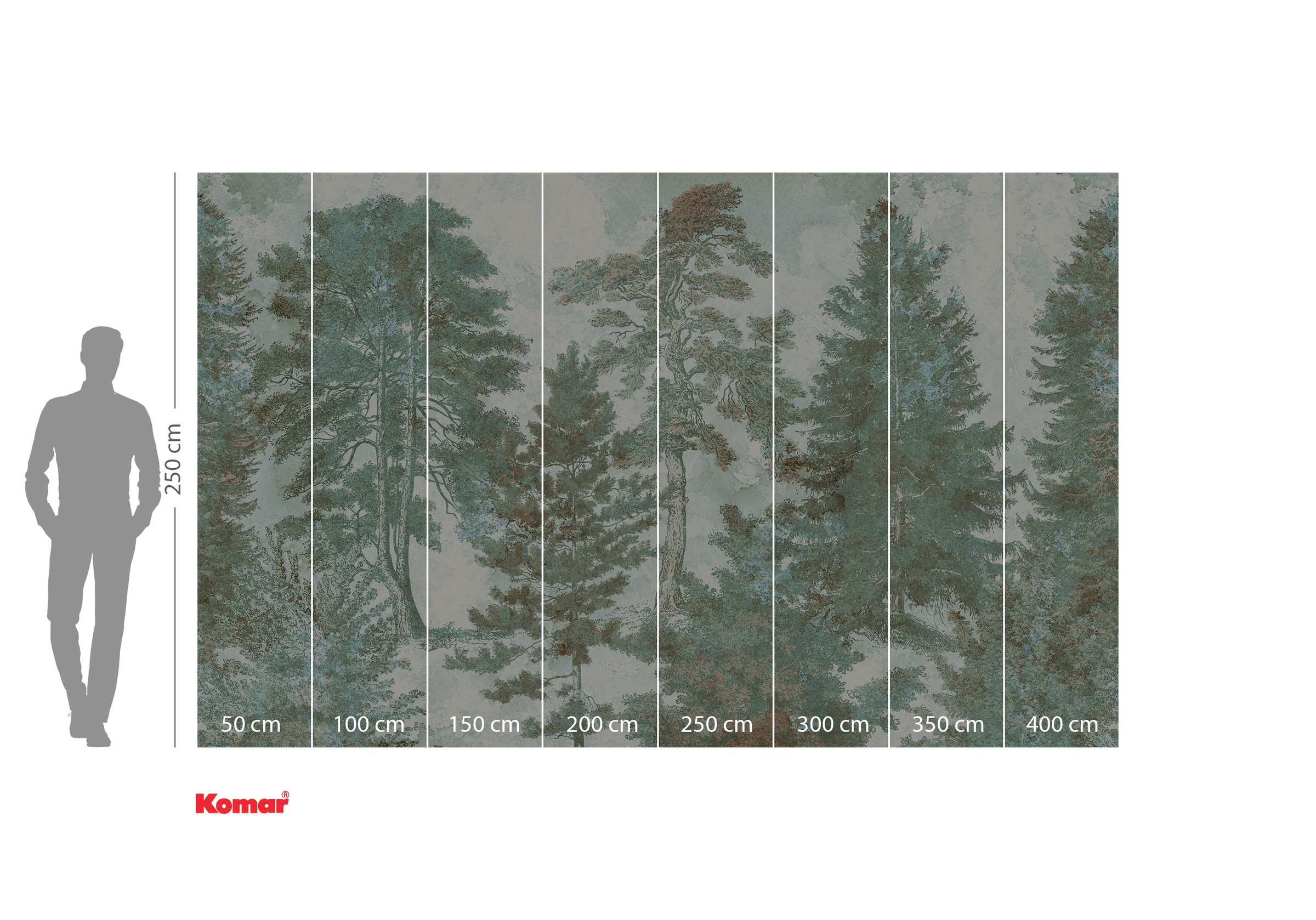 Komar Fototapete »Digitaldruck Vlies -  Pale Panoramic - Grösse 400 x 250 cm« bedruckt | floral | geblümt | gemustert | tropisch glatt Wohnzimmer, Schlafzimmer