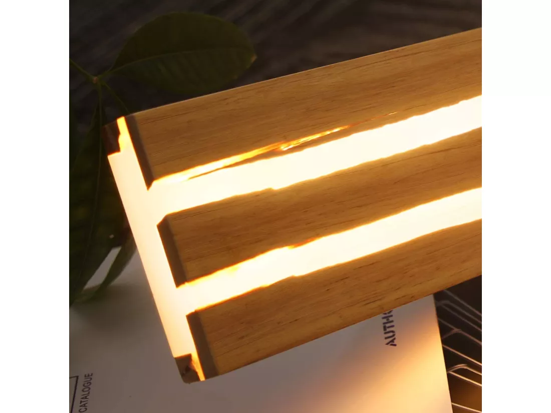 NETTLIFE Lampe murale LED Applique murale en bois - 16W Lampe de couloir intérieur 100CM Blanc chaud Lampe d'escalier Moderne Lampe