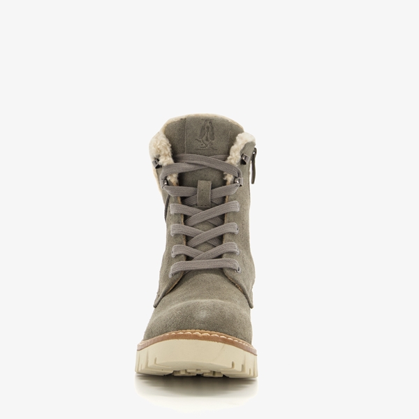 Hush Puppies suède dames veterboots beige/grijs