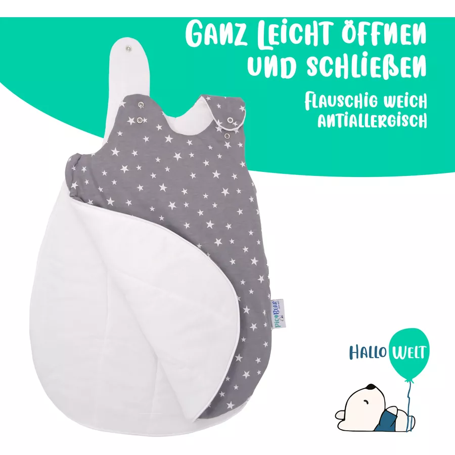 pic Bear Babyschlafsack Sterne grau weiß