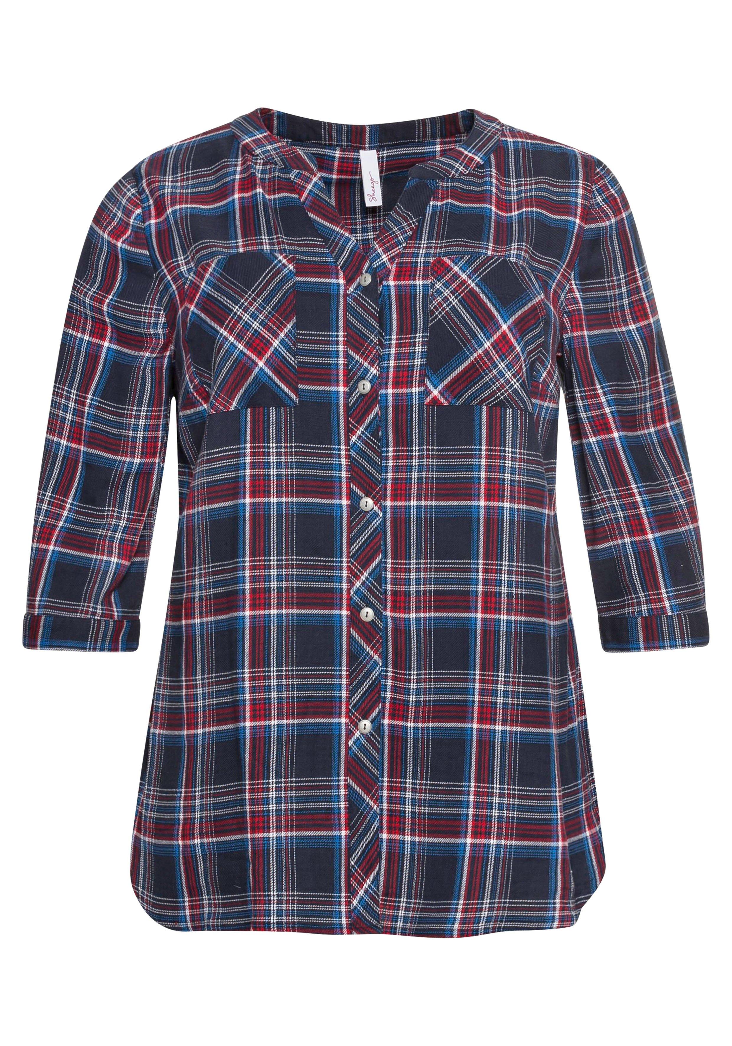 Bluse mit Karomuster und 3/4-Arm