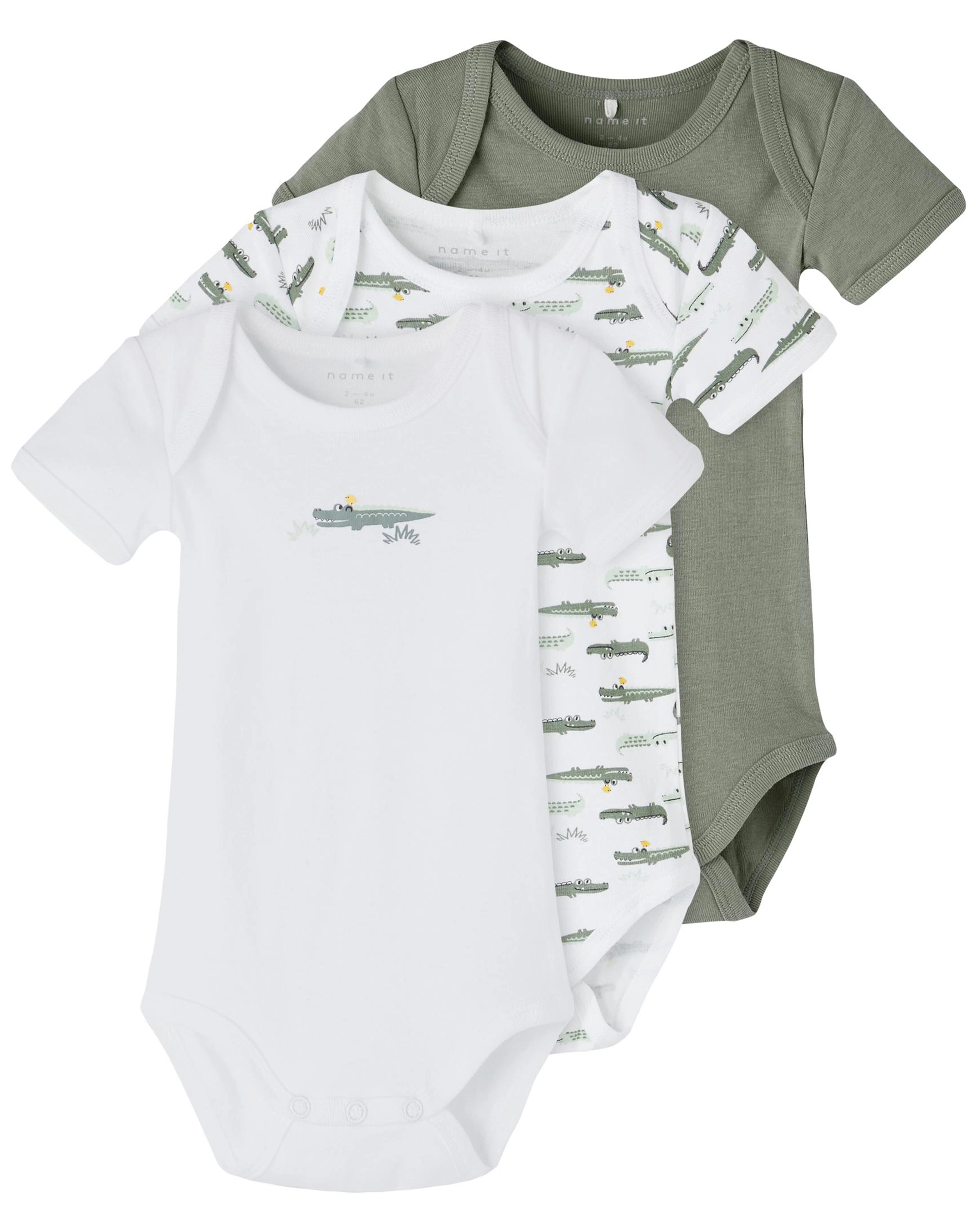 Kurzarm-Body NBMBODY - CROCO 3er in agave green