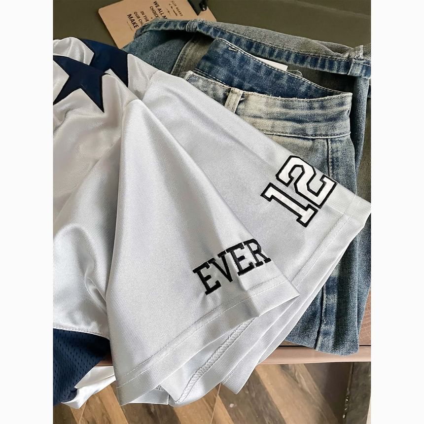 DIYI - Nummering T-shirt met V-hals en elleboogmouwen