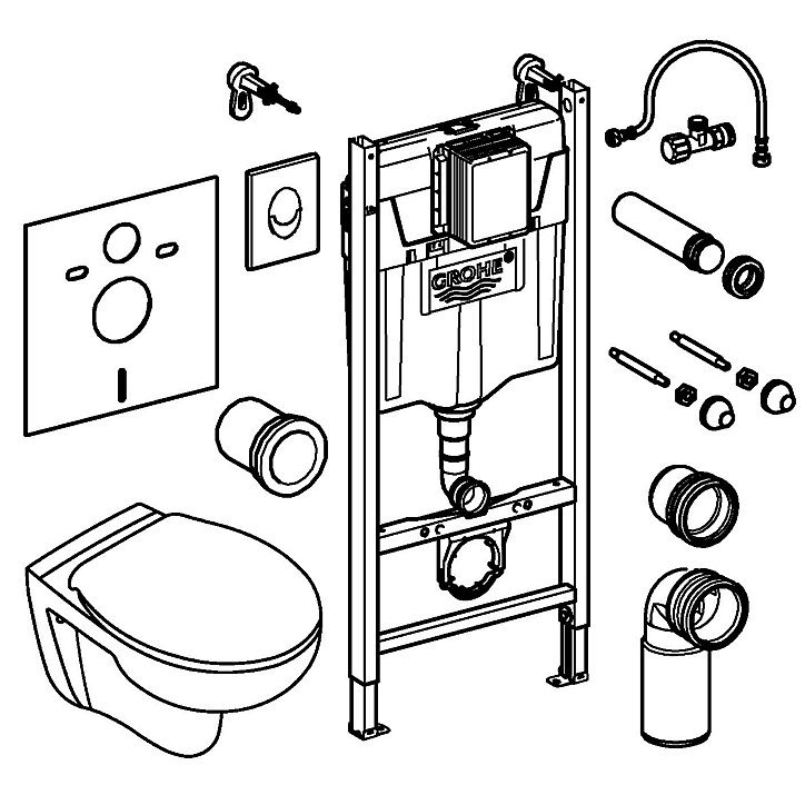 Pack WC suspendu blanc Grohe Solido Baufirst