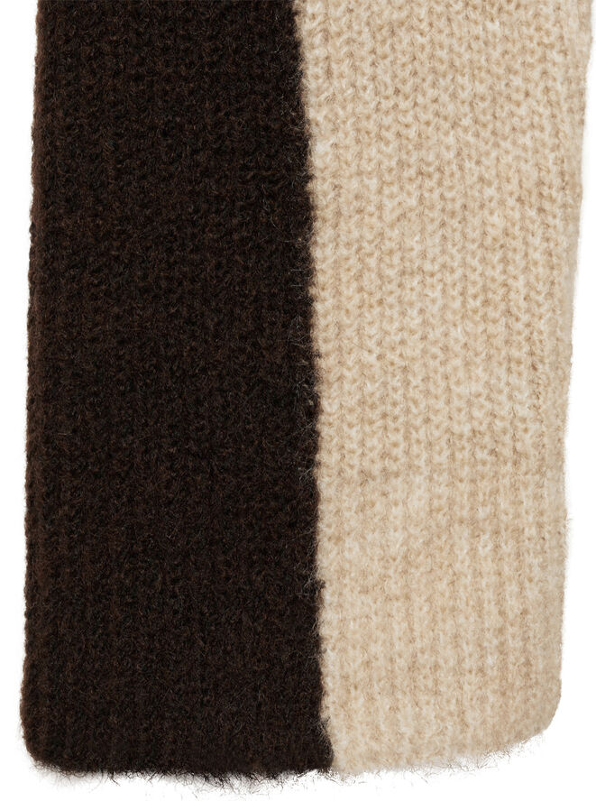 MANGO Round-neck striped sweater Medium brown