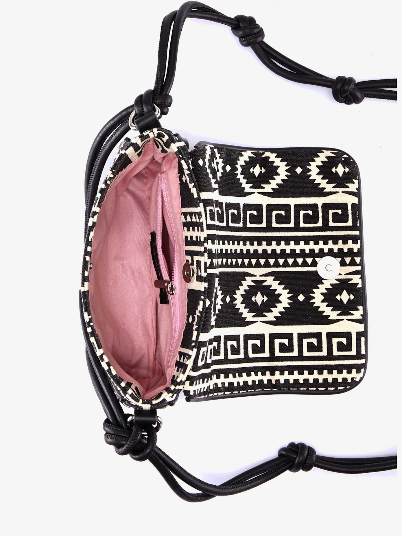 Sac en bandoulière sac à main tendance au style ethnique avec doublure contrastée