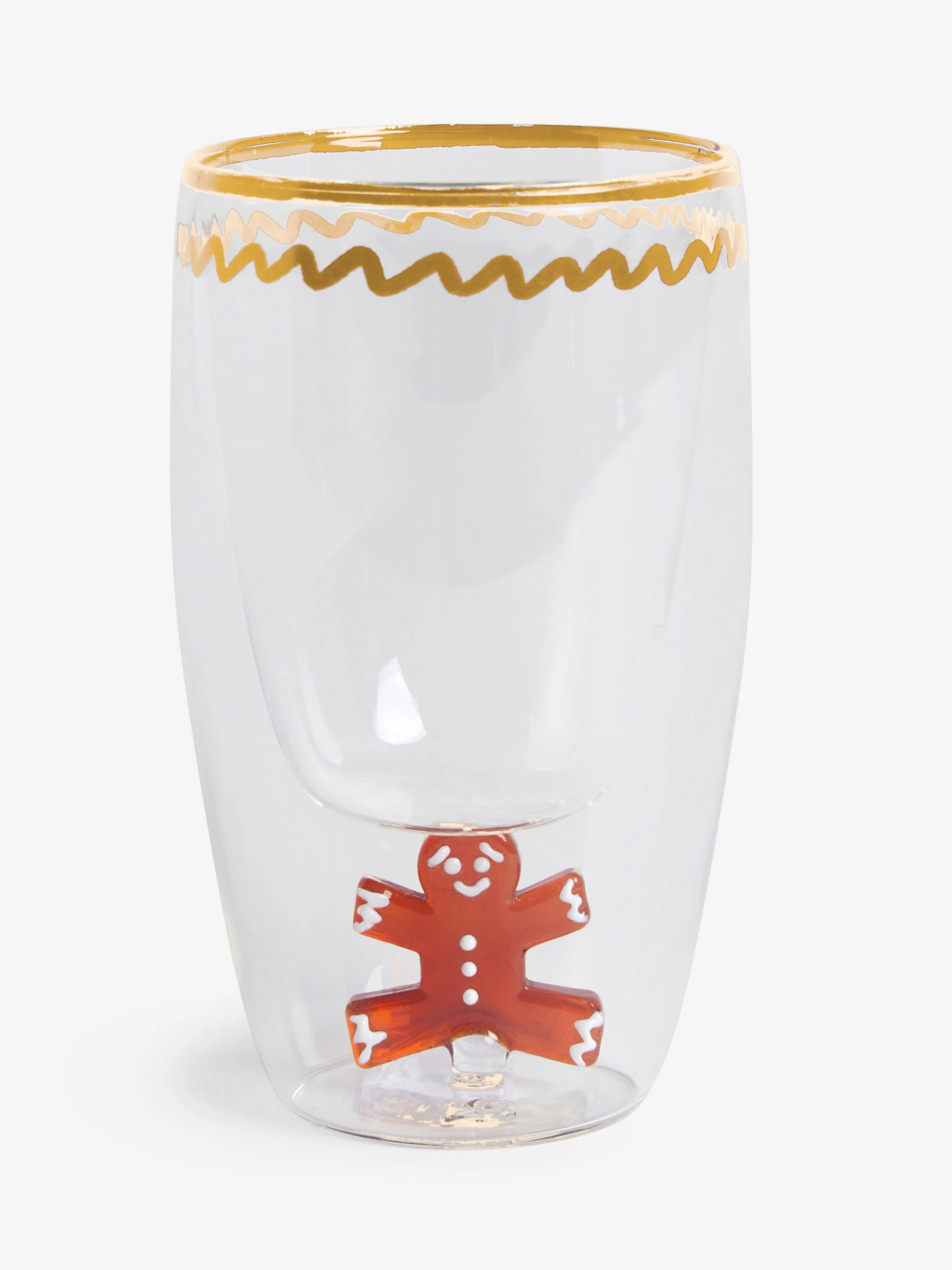 Set van 2 kerstbekerglazen met peperkoekmannetje