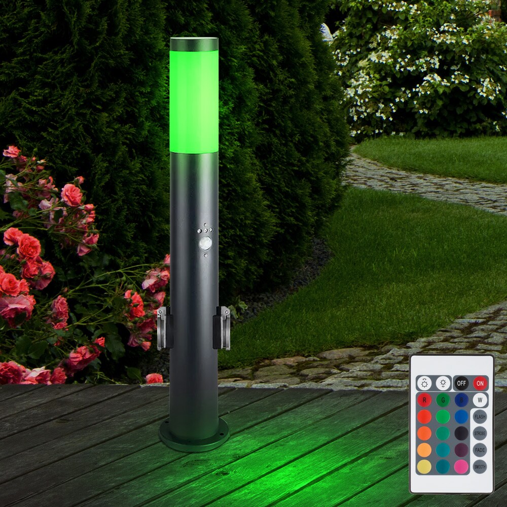 RGB LED Sockelleuchte, Bewegungsmelder, 2x Steckdose