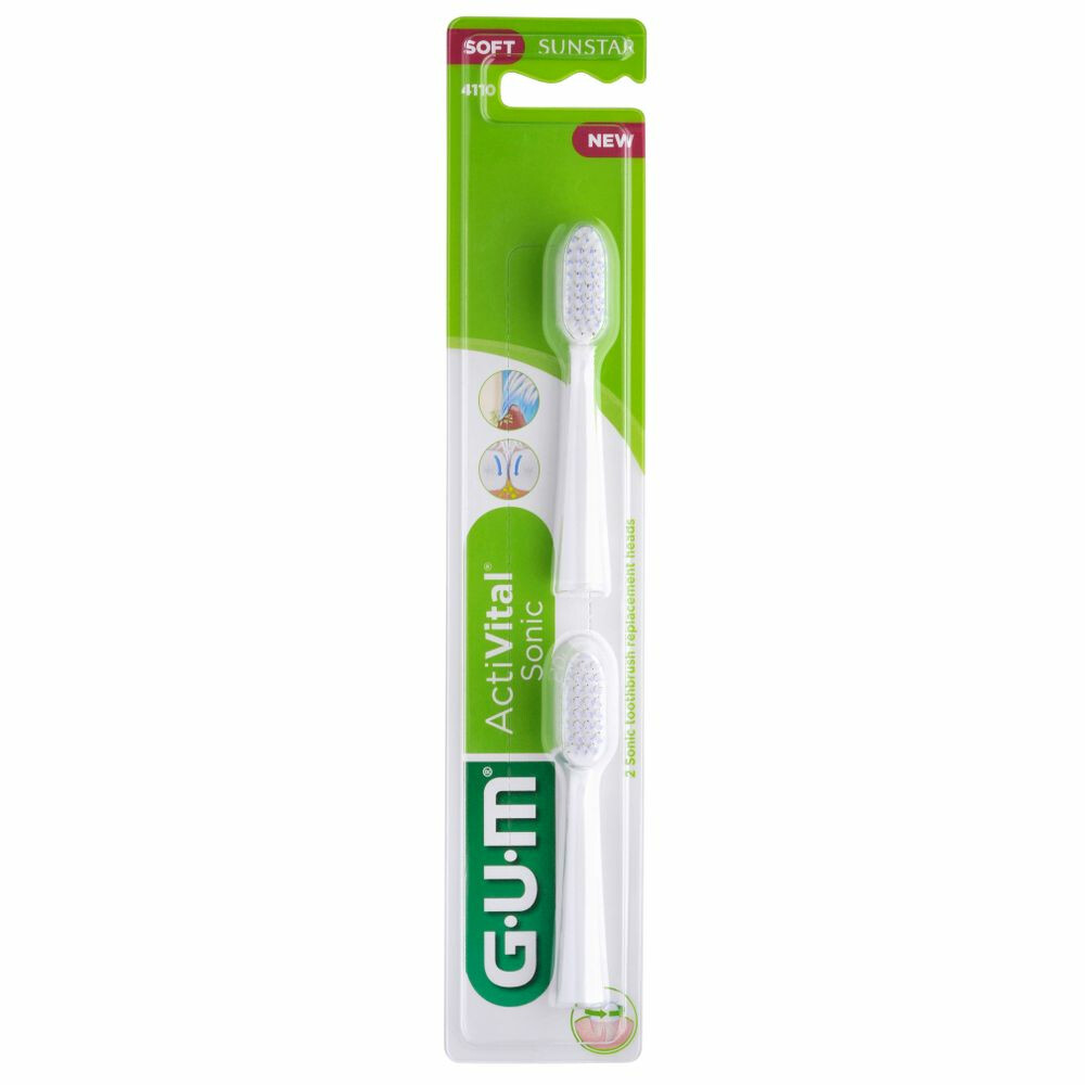 GUM Activital Opzetborstel Wit2 stuks