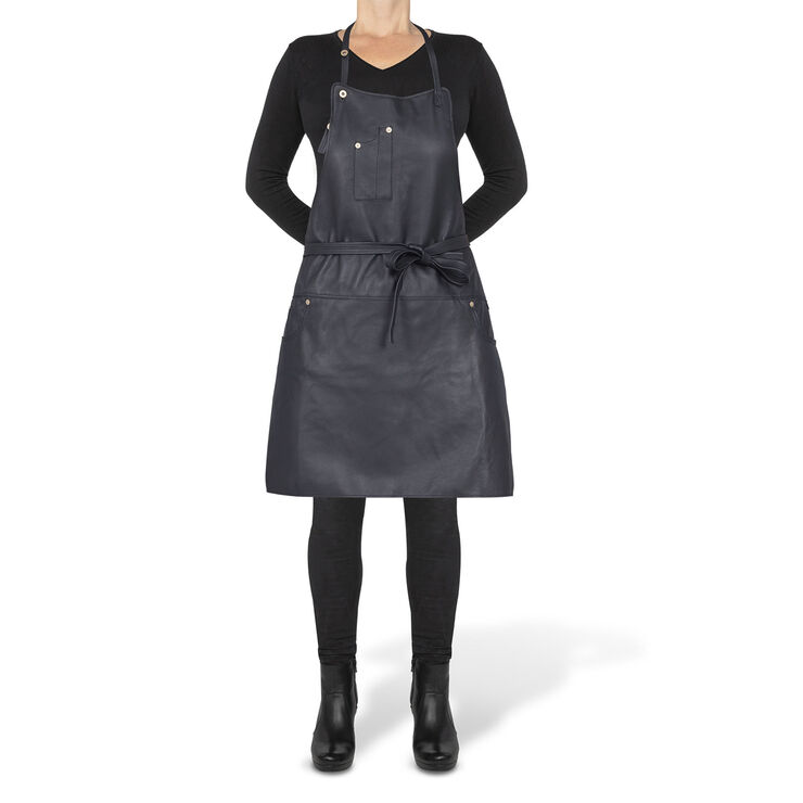 DutchDeluxes Five Pockets Apron, Slim Fit, Full Grain Leather Black Black