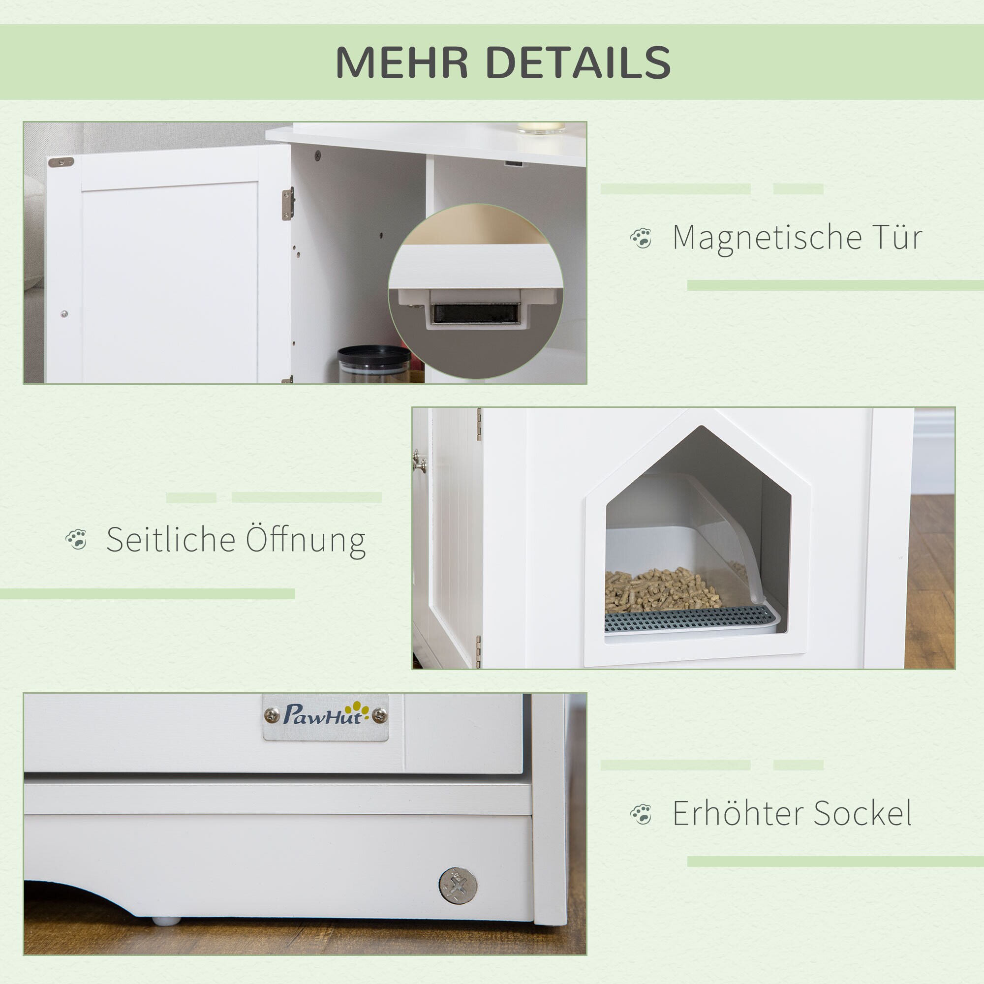 PawHut Katzenklo mit Magnettüren weiß 86L x 48B x 52H cm
