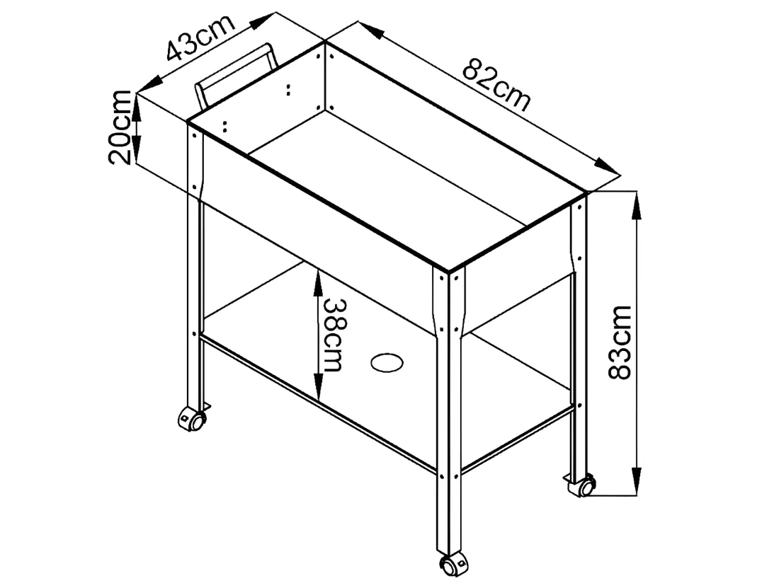 Jardinière sur pied à roulettes en acier anthracite - L90,5 x P43 x H83 cm - MELISSE