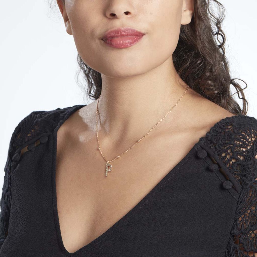 Collier Plaqué Or Jaune Lettra
