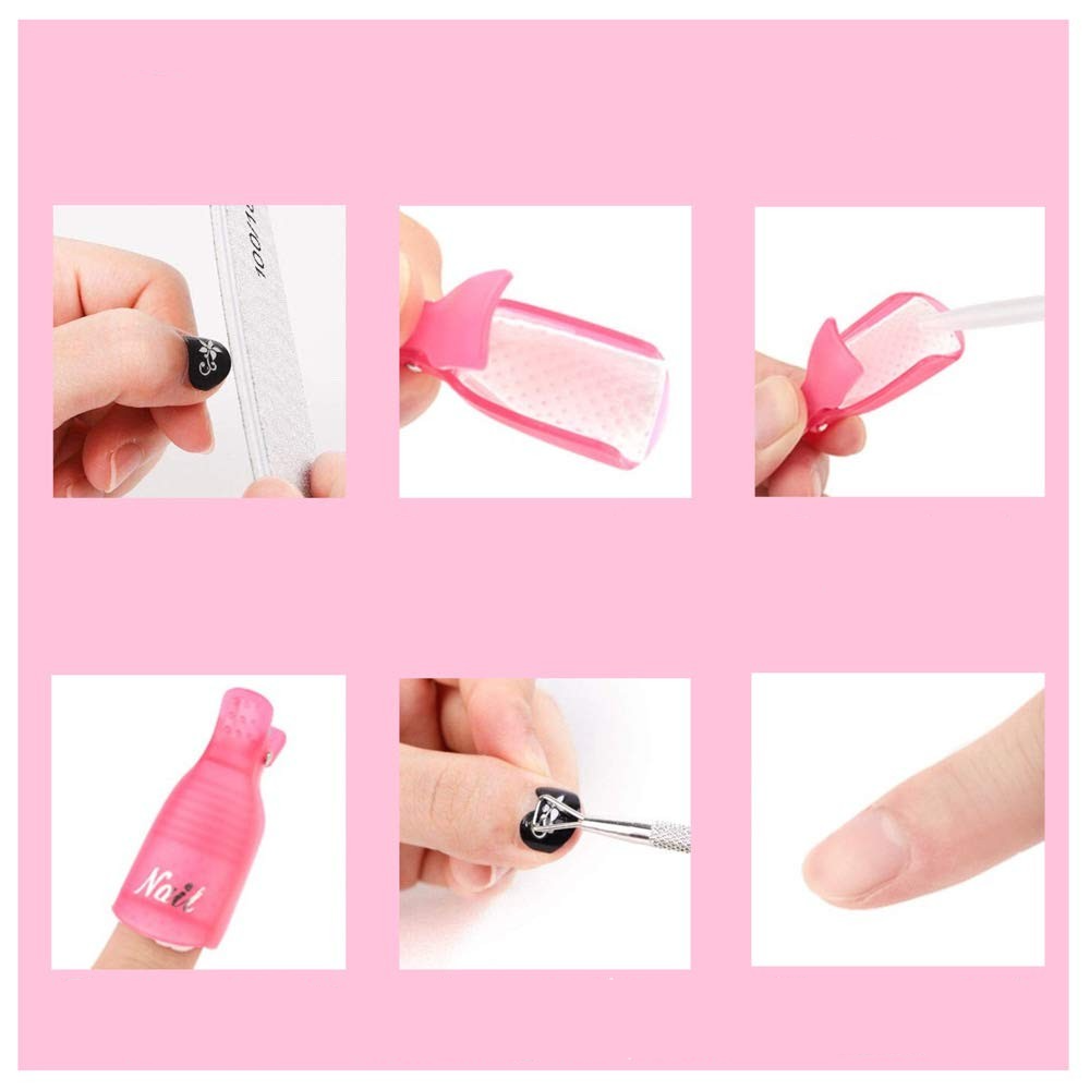 (10er Set) Nagel Lack Entferner Clip Soak Off Klammer - Schwarz