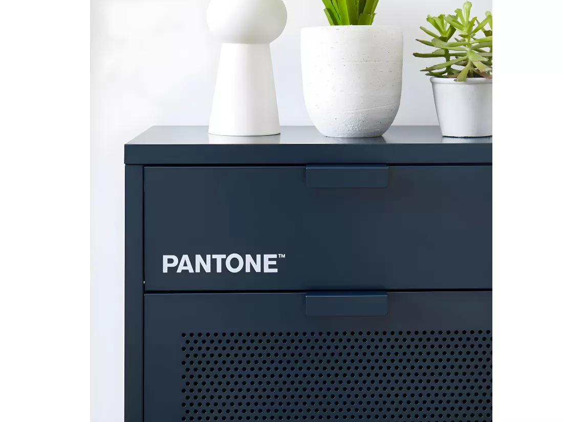 Nino - Meuble à chaussures 2 portes 1 tiroir en métal PANTONE L55cm - Bleu nuit