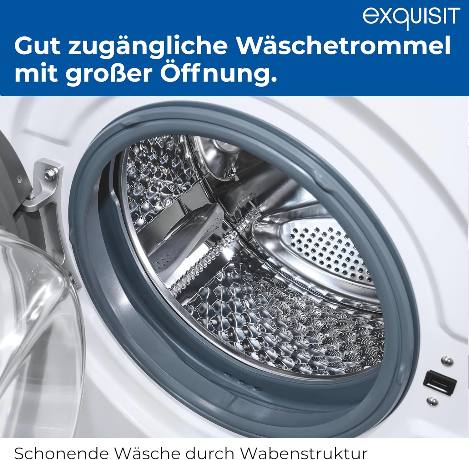 Exquisit Waschmaschine | 6 kg Nennkapazität, 1000 U/Min, Energieklasse A, 76 dB(A), 85 x 60 x 44 cm | 16 Programme, Eco 40-60, Kurzprogramm, manuelle Temperaturwahl, Aquastop | WA56110-020A weiss