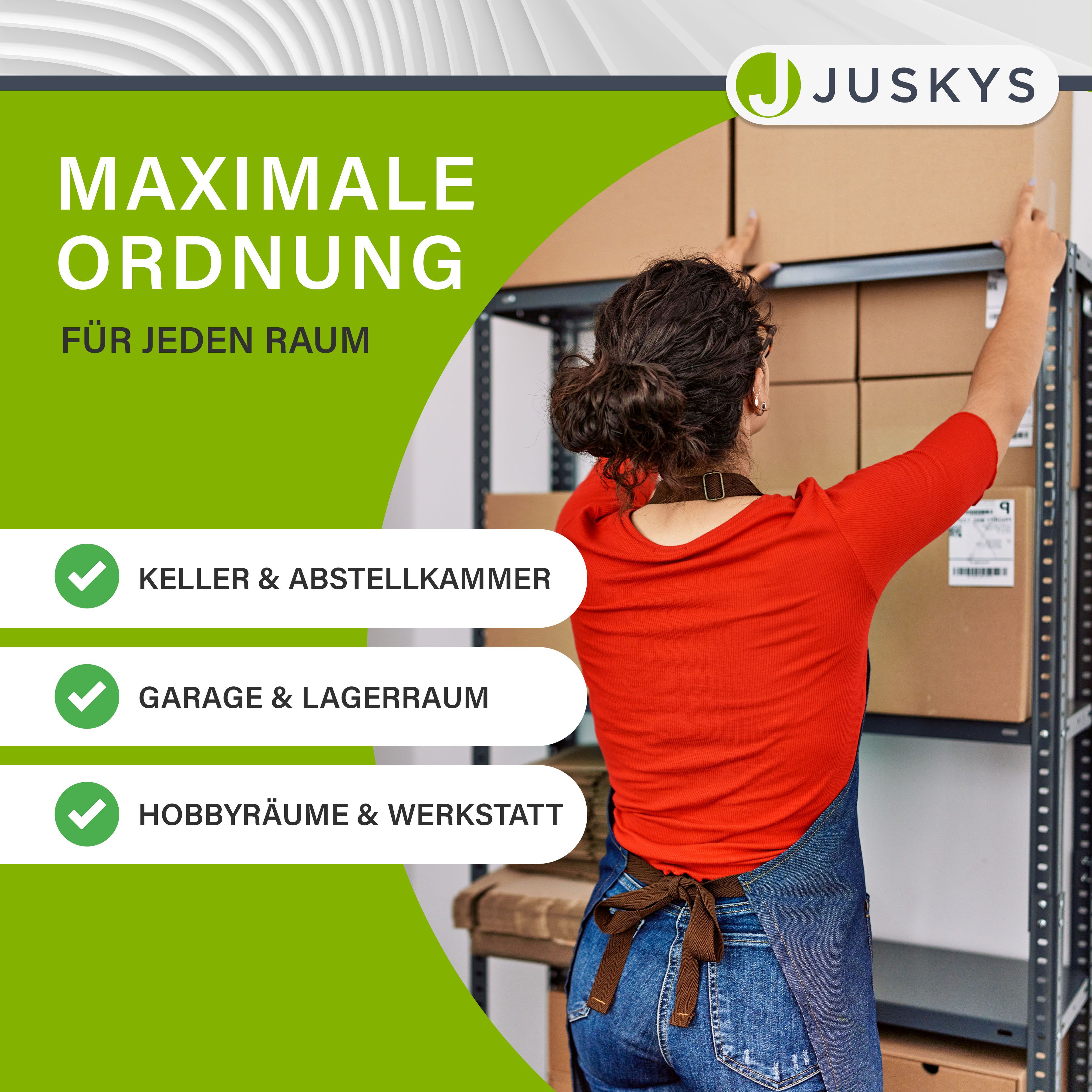 Juskys 3er Metall Regalsystem | 1 Eckregal & 2 Lagerregale | 15 Böden aus MDF Holz | 2625 kg Grau
