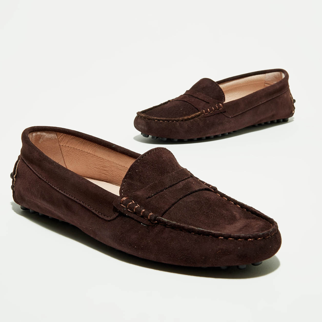 Flavio Création Mocassins en Velours de Cuir Maya marron/noir