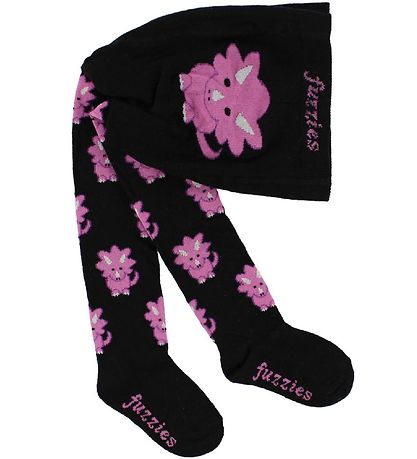 Fuzzies Strumpfhosen - Schwarz m. Dino