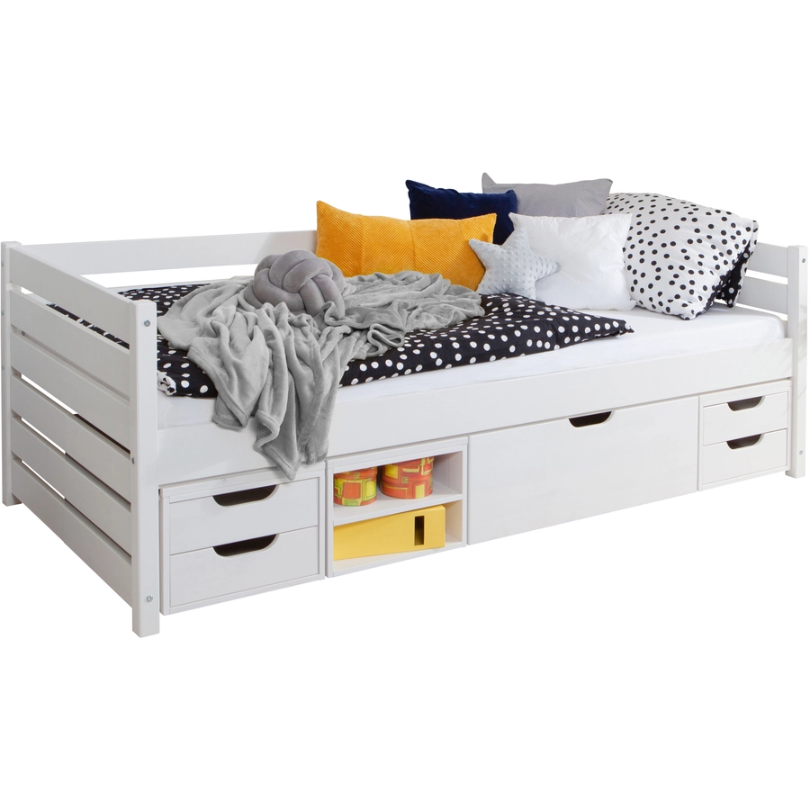 TICAA Sofabett Naomi inkl. Funktionsschubkästen, 90x200 Weiß