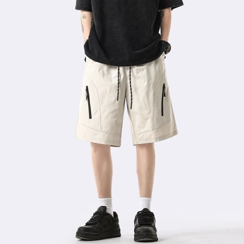 Capbrew - Effen cargoshorts met elastische taille