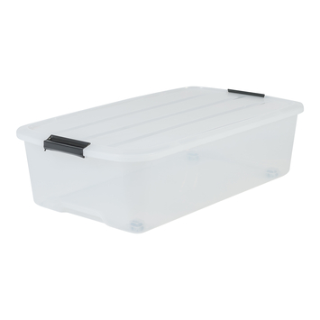 Iris Bedrollerbox click 40 liter transparant met grijze clips inclusief deksel