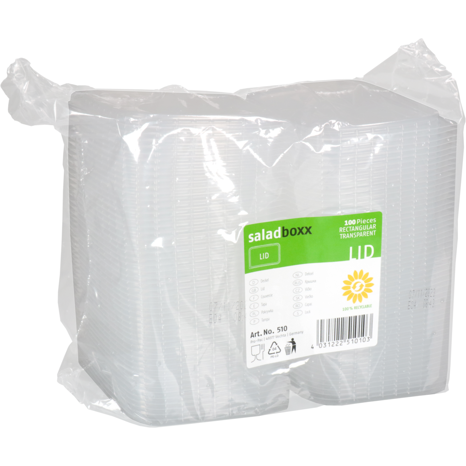 Deksel, PP, rechthoekig, 108x82x transparant