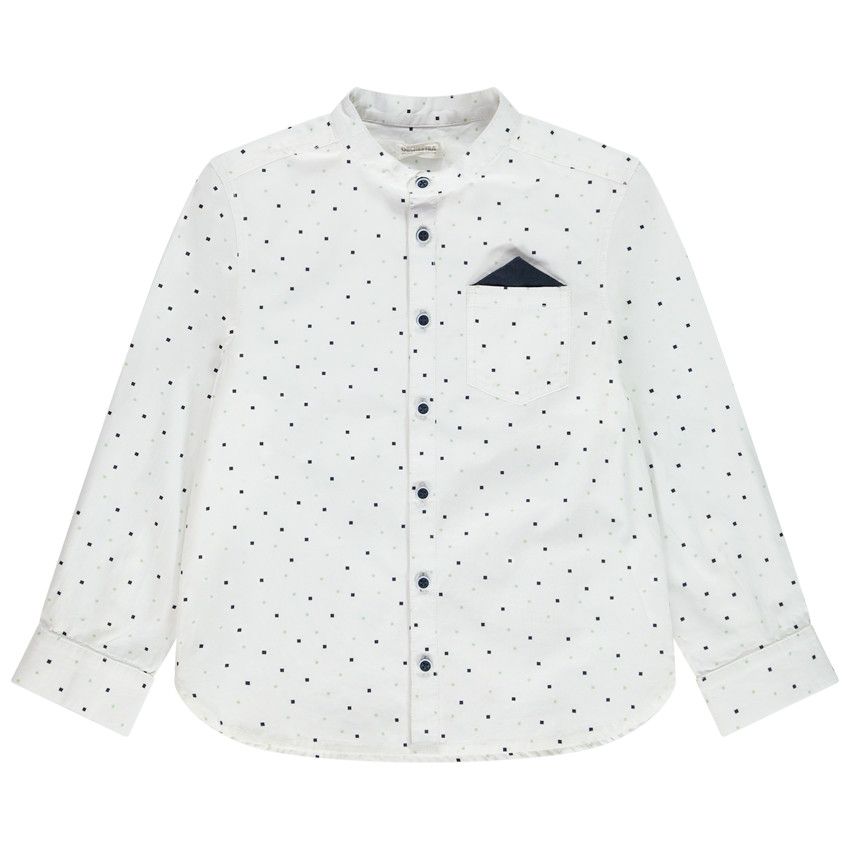 Chemise manches longues imprimée avec faux mouchoir pour garçon - Blanc