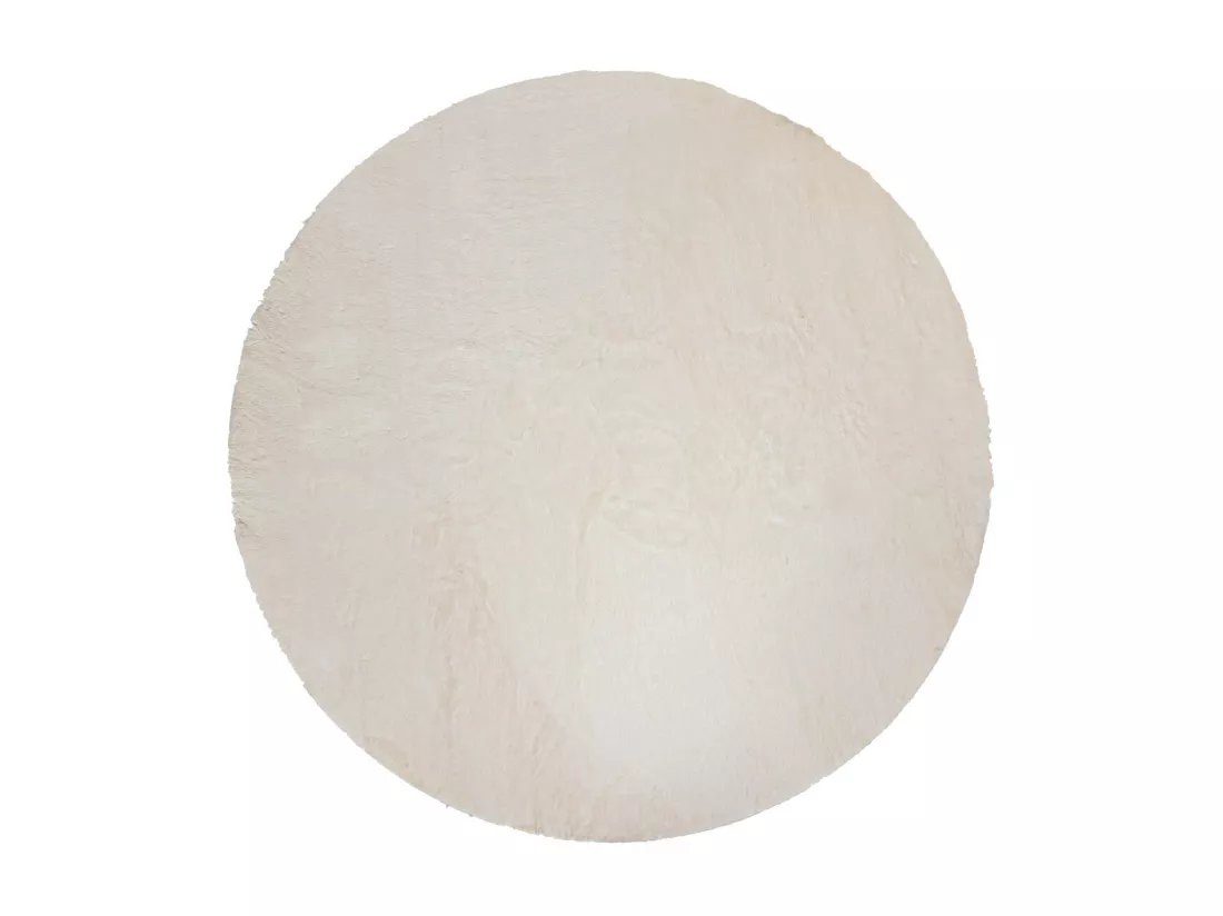 Tapis décoratif rond fourrure Blanc extra doux D 118 cm