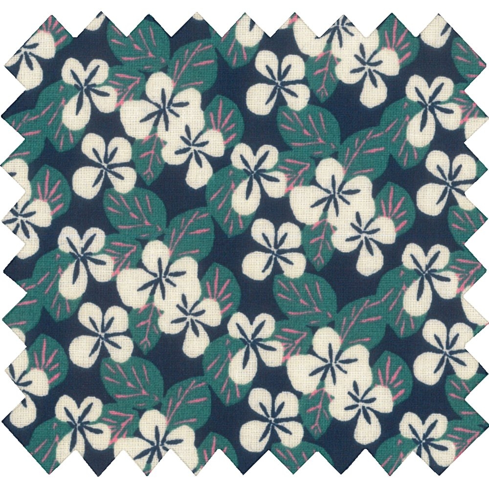Tissu Enduit Au Mètre Fleurs Nocturne Ex1078