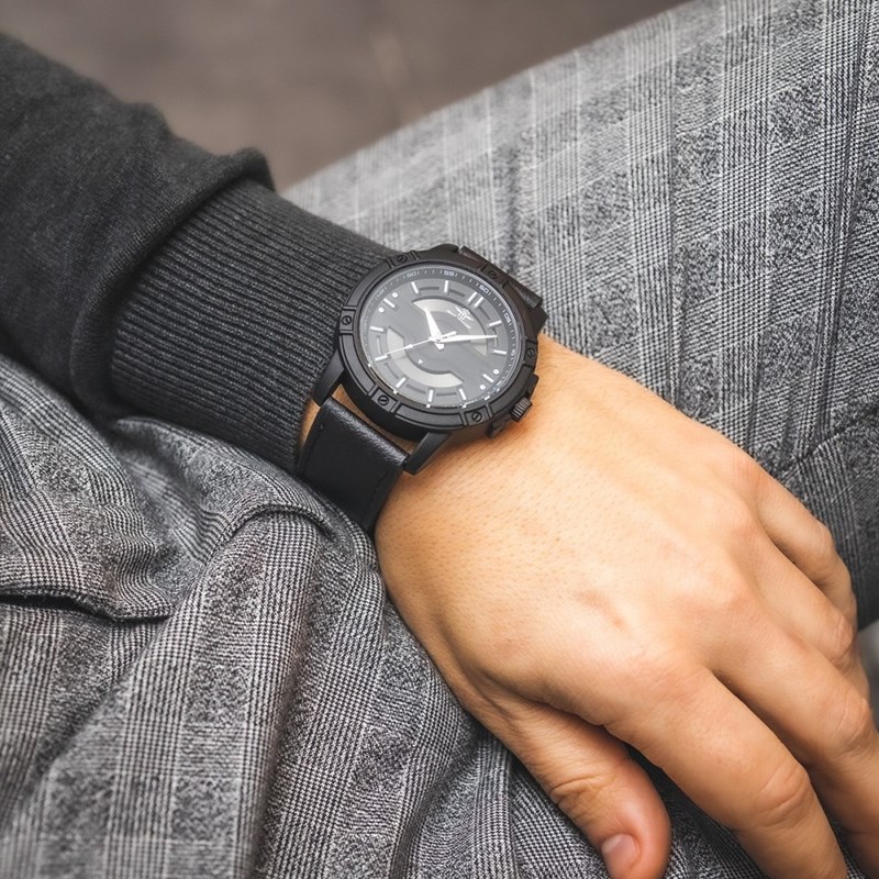 Montre Homme M. JOHN bracelet Cuir Noir