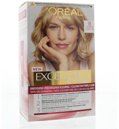 L’Oréal Excellence 8 Lichtblond (1 set)