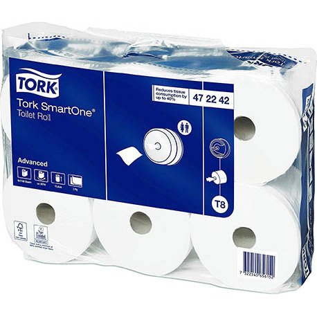 Tork SmartOne® Papier toilette rouleau blanc T8, Advanced, 2 plis, 6 x 1 150 feuilles
