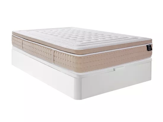Ensemble 160 x 200 cm sommier coffre blanc + matelas hybride ressorts ensachés 7 zones et gel à mémoire de forme rafraichissant ép.30cm - NAZILI de YSMÉE