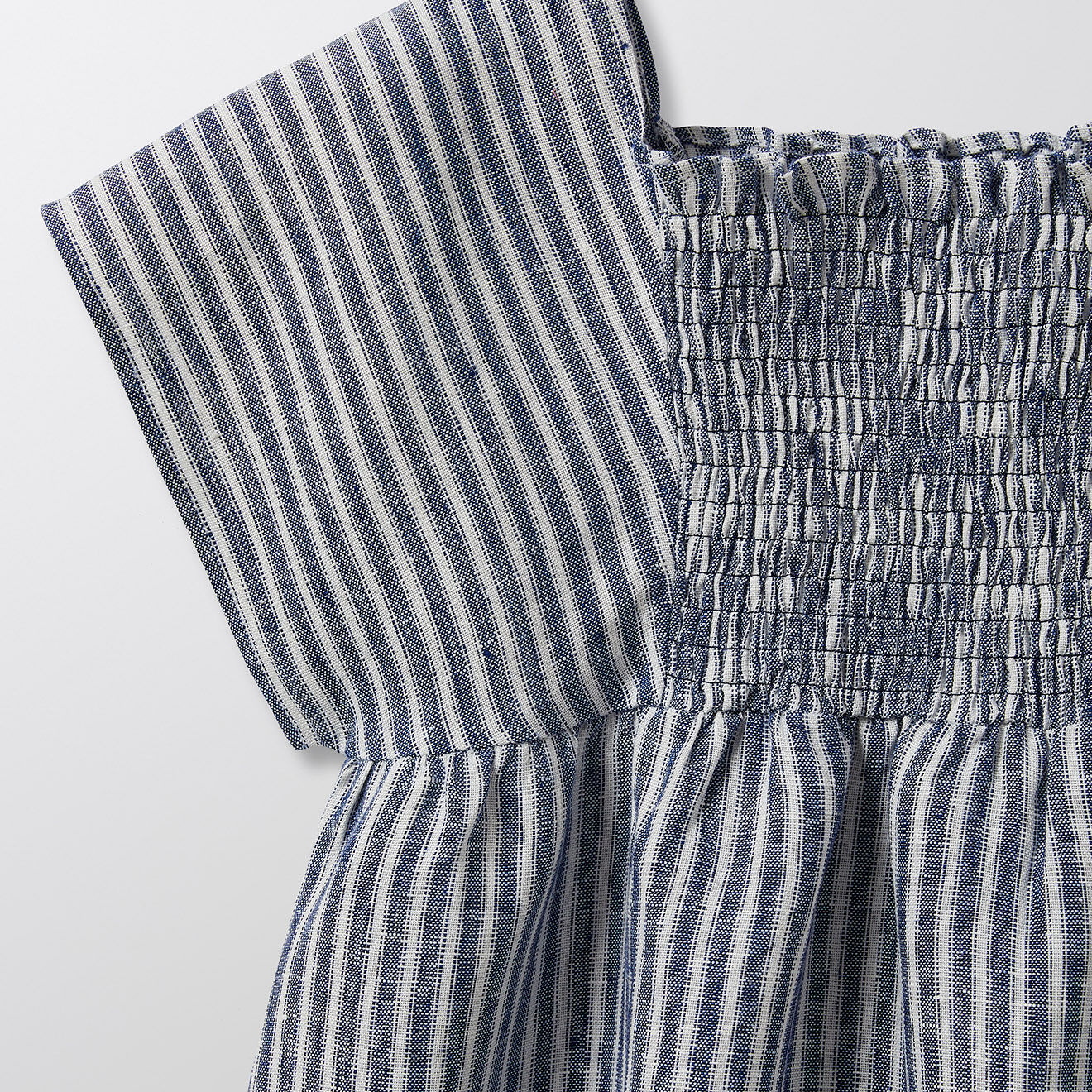 Cyrillus Robe en 100% Lin Carré & Smocks bleu foncé