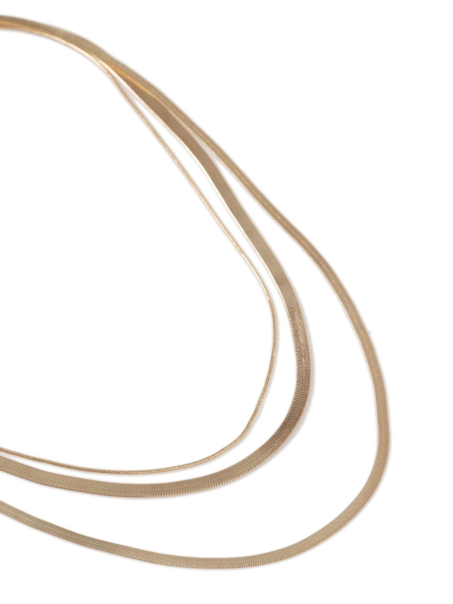 Aela Gold Tone Multirow Snake Chain Necklace