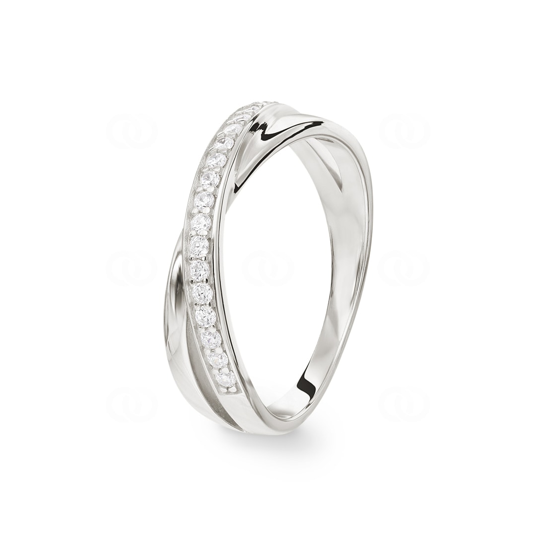 Damenring 925 Silber rhodiniert mit Zirkonia rund