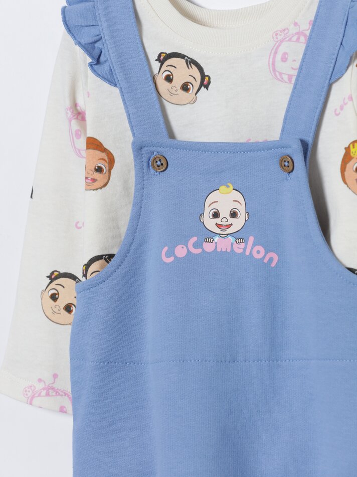 Conjunto de macacão e camiseta de duas peças CoComelon© & Moonbug Entertainment - Azul Claro