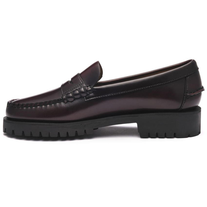 DAN LUG BROWN BURGUNDY MOCASSIN-Mocassin semelle crantée pour femme en cuir