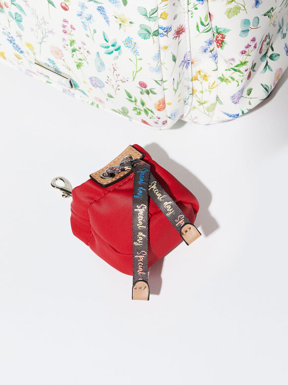 Mochila com estampa floral - Vermelha