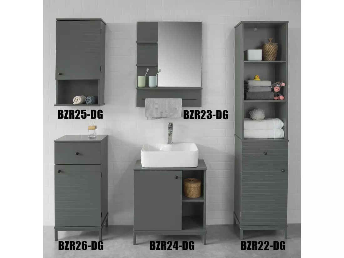 Meuble Haut Armoire Suspendue de Toilettes Placard Mural avec Porte et étagères,BZR25-DG